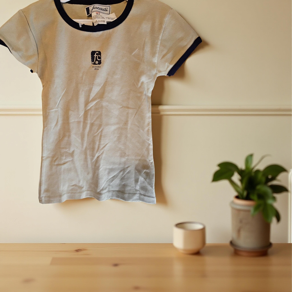 1 Jacadi  Girls size 10 beige and blue tee